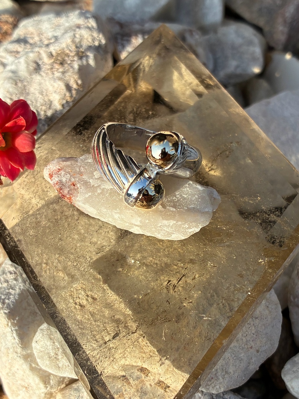 18k Yellow Gold & 950 Solid Silver Ring